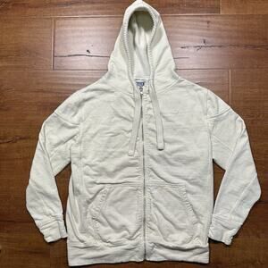 Jungmaven Hoodie Sweater Men M Ivory Full Zip Hemp Cotton USA Retro City Classic